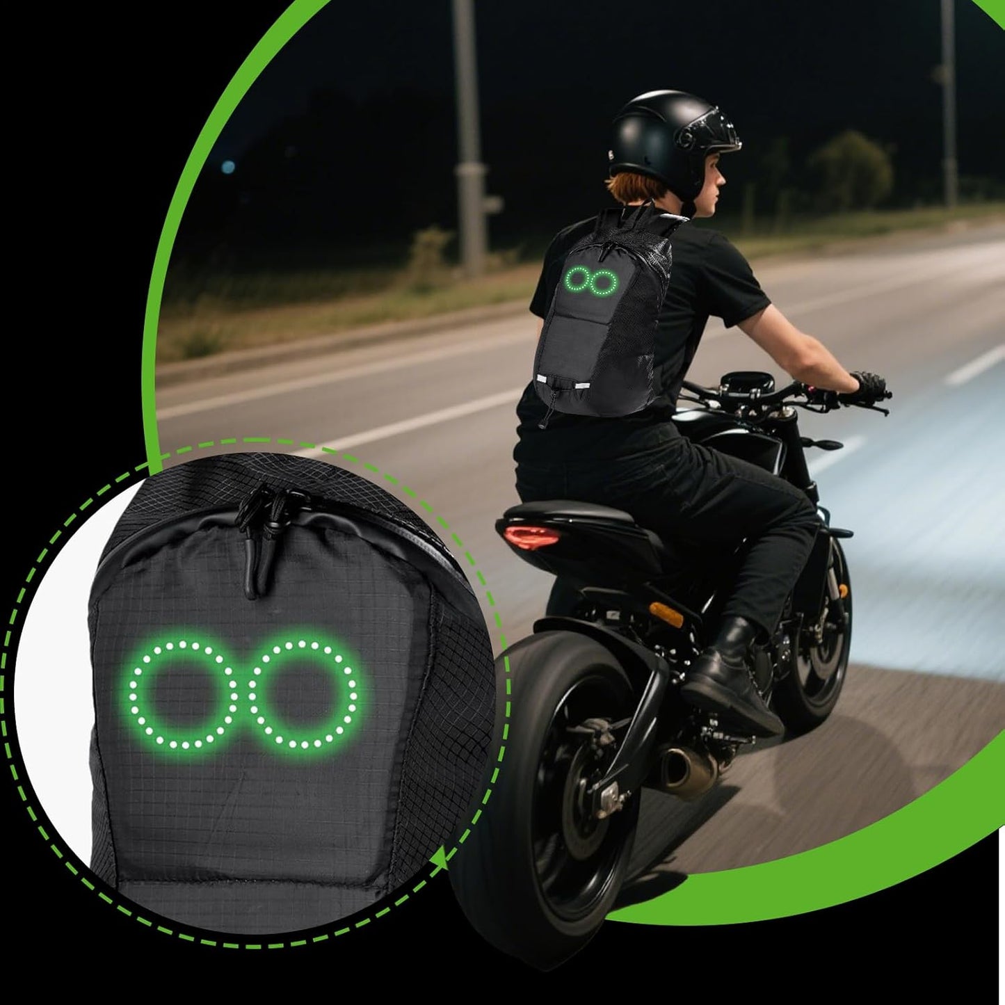 LED travel rucksack – waterproof illuminated rucksack with audio-responsive glow – Nexora
