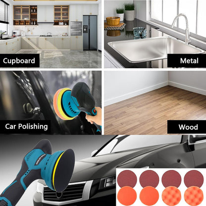 Cordless car polisher with dual batteries and 8-speed control – Torvex