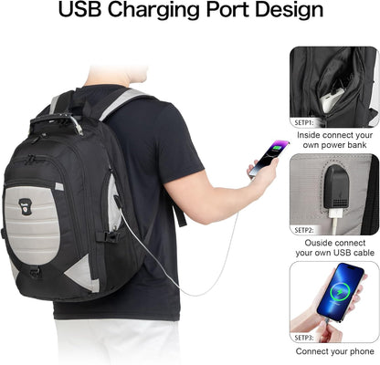 Waterproof anti-theft laptop and travel rucksack with USB port – 17.3"