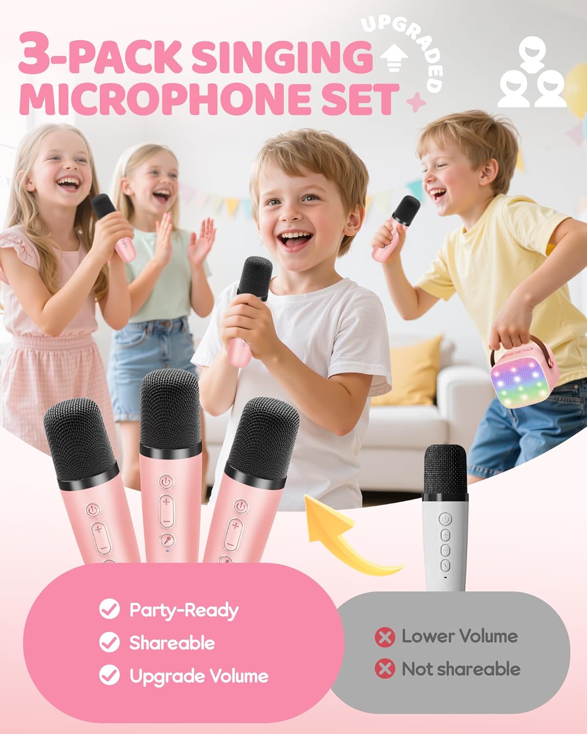 Portable mini karaoke machine with Bluetooth speaker and 2 wireless microphones – Veylo