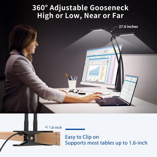 77-LED clip-on desk lamp with 70 cm flexible gooseneck – Ravien