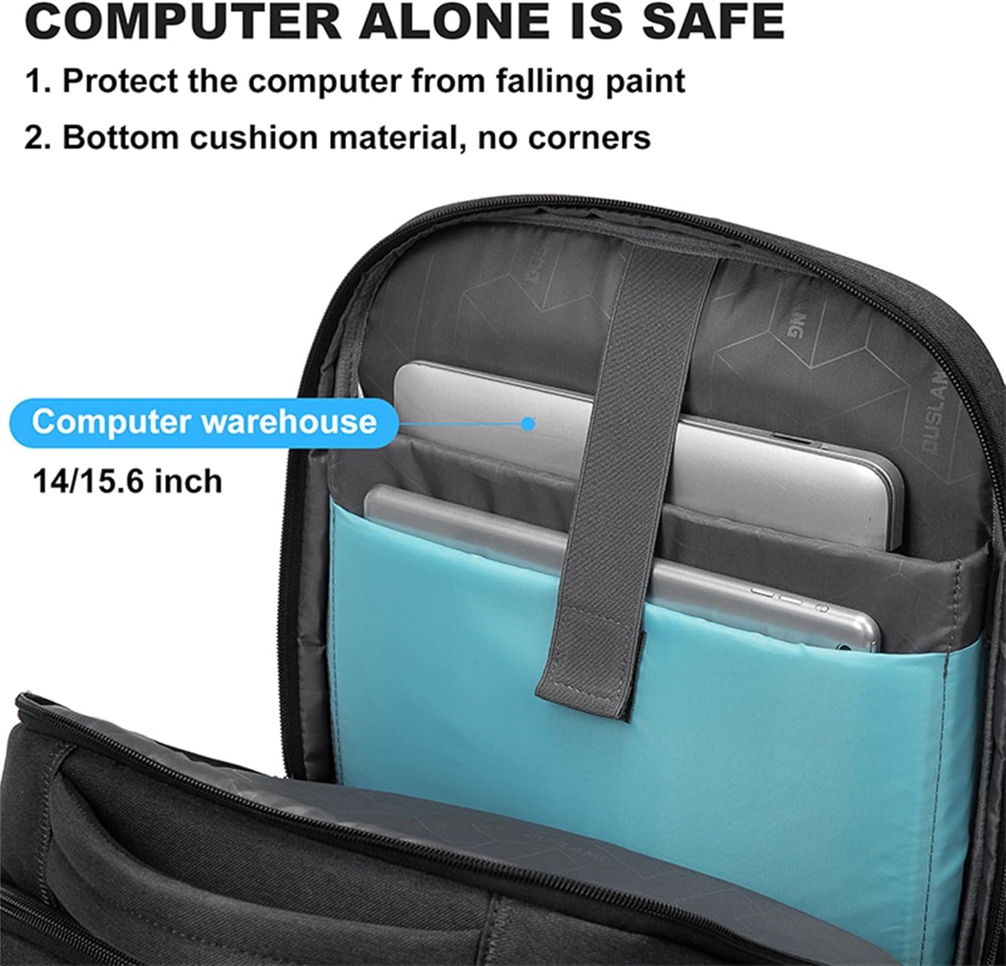 Waterproof laptop and travel rucksack with organised compartments