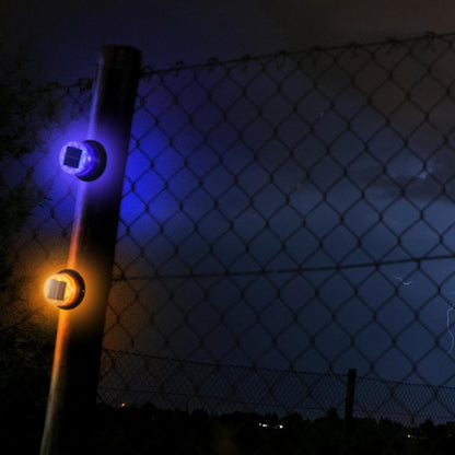 Solar-powered amber and blue magnetic strobe light set – Liora