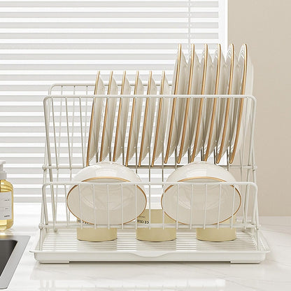 Foldable dish drainer – 2-tier kitchen drying rack with removable tray – Kelvra