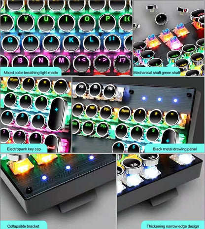 87-key mechanical gaming keyboard with RGB backlighting, blue switches