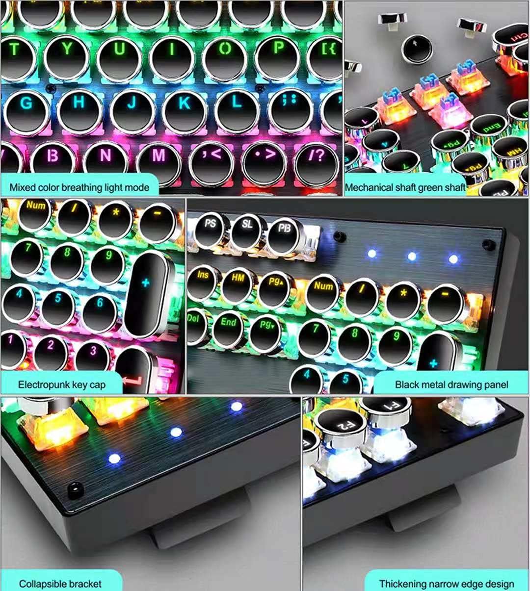 87-key mechanical gaming keyboard with RGB backlighting, blue switches