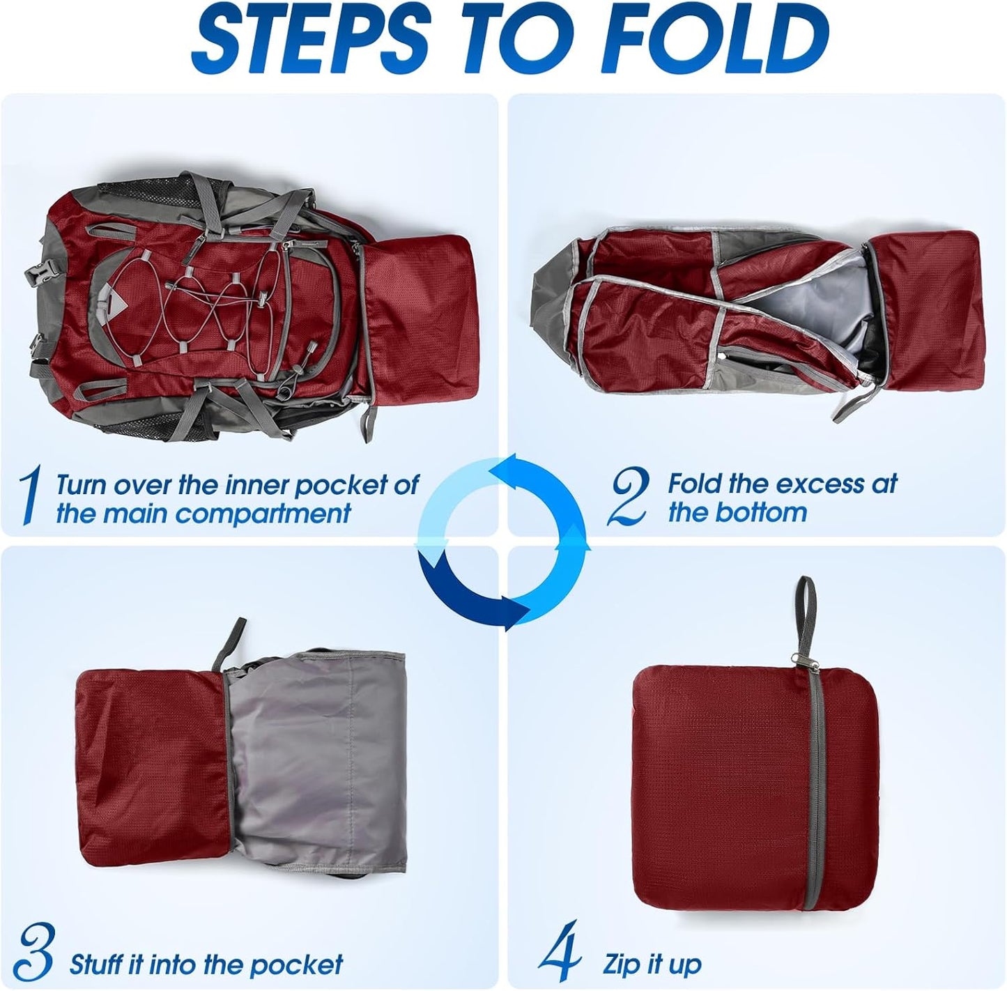 40L waterproof hiking and camping backpack – lightweight & foldable – 2 for the price of 1