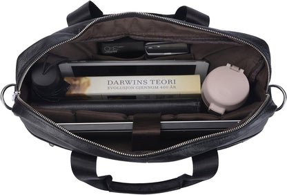 Premium 15" cowhide business briefcase with organiser compartments