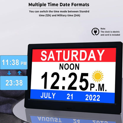 11.5-inch digital calendar day clock with 19 reminders – Claryon