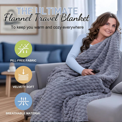 Packable Flannel Travel Blanket with Pillow Pocket and Suitcase Handle Slot – Trevora