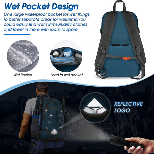 40L waterproof hiking and camping backpack – lightweight & foldable – 2 for the price of 1