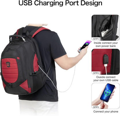 Waterproof anti-theft laptop and travel rucksack with USB port – 17.3"