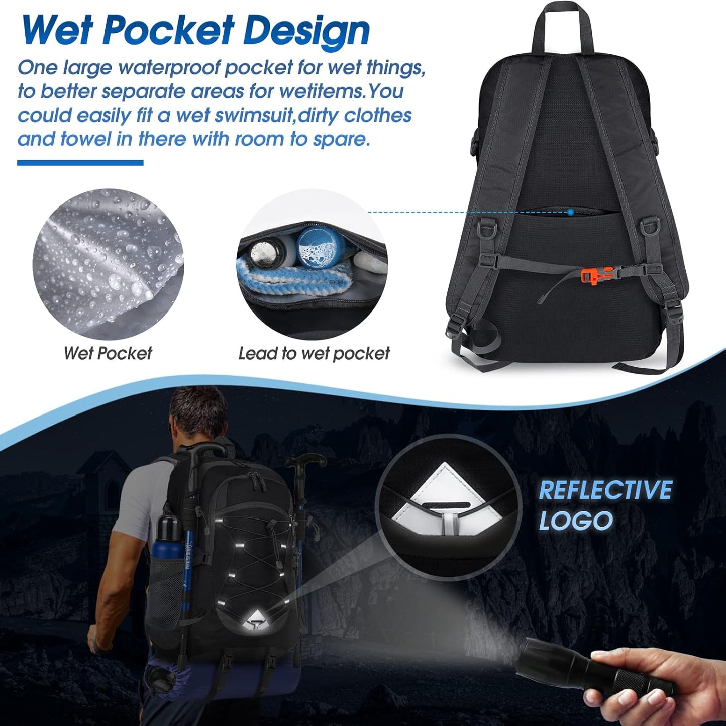 40L waterproof hiking and camping backpack – lightweight & foldable – 2 for the price of 1