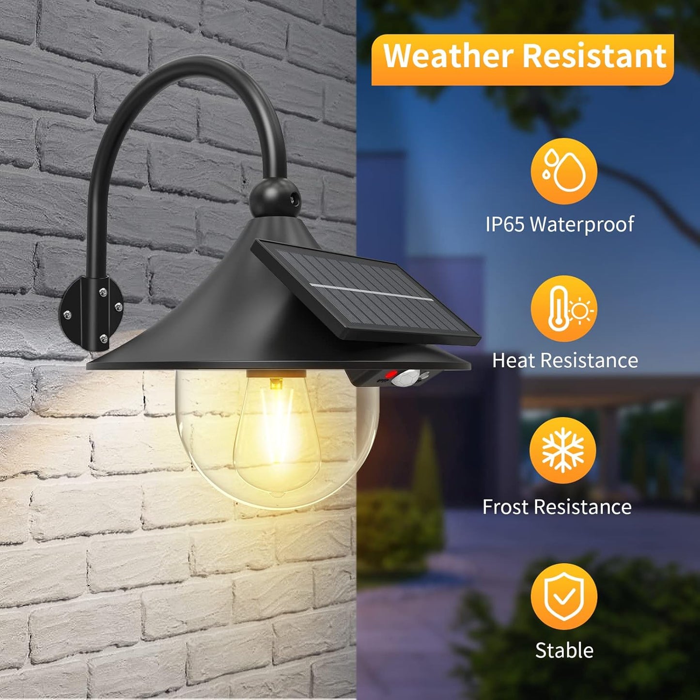 Solar motion sensors for barn walls with 3 modes and flex-arm design (pack of 2) – Halden