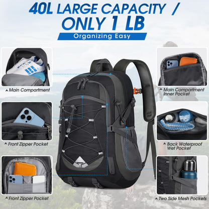 40L waterproof hiking and camping backpack – lightweight & foldable – 2 for the price of 1