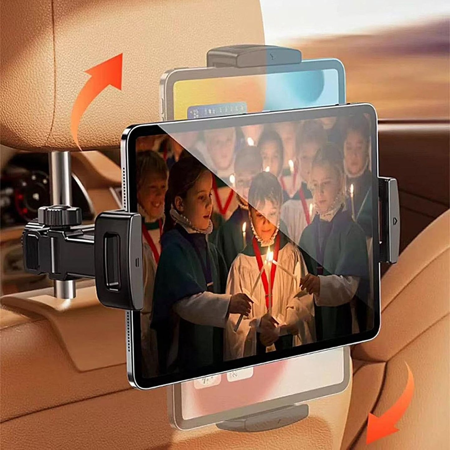 Car headrest tablet holder – Adjustable 360° rear-seat phone & tablet mount – Movira