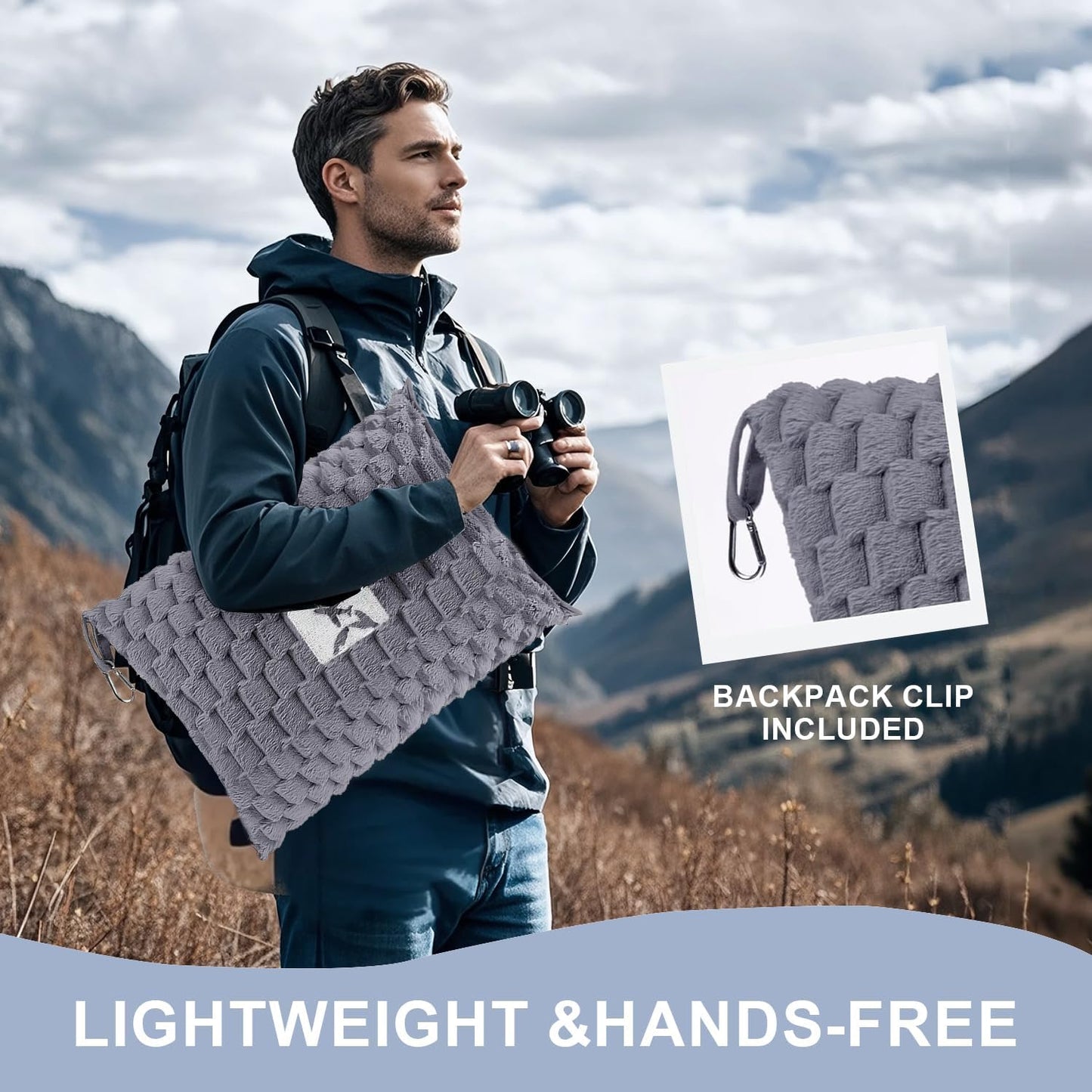 Packable Flannel Travel Blanket with Pillow Pocket and Suitcase Handle Slot – Trevora