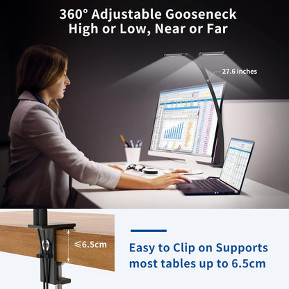 77-LED clip-on desk lamp with 70 cm flexible gooseneck – Ravien