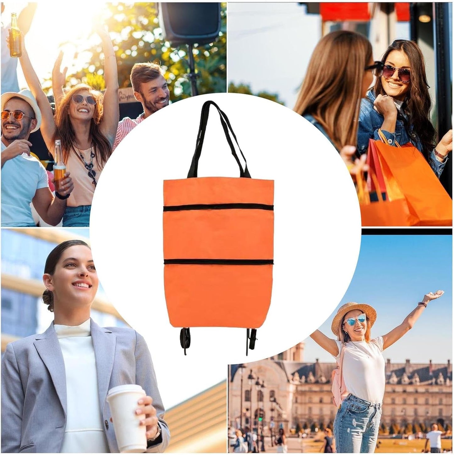 Large Foldable Shopping Bag with Wheels, Reusable Shopping Bag (1+1 FREE) – Veytra