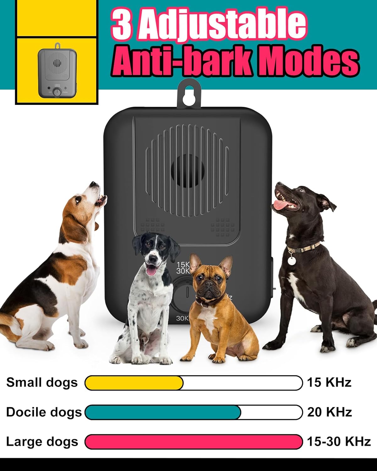 Rechargeable ultrasonic anti-bark device with a 15-metre range – Calvero