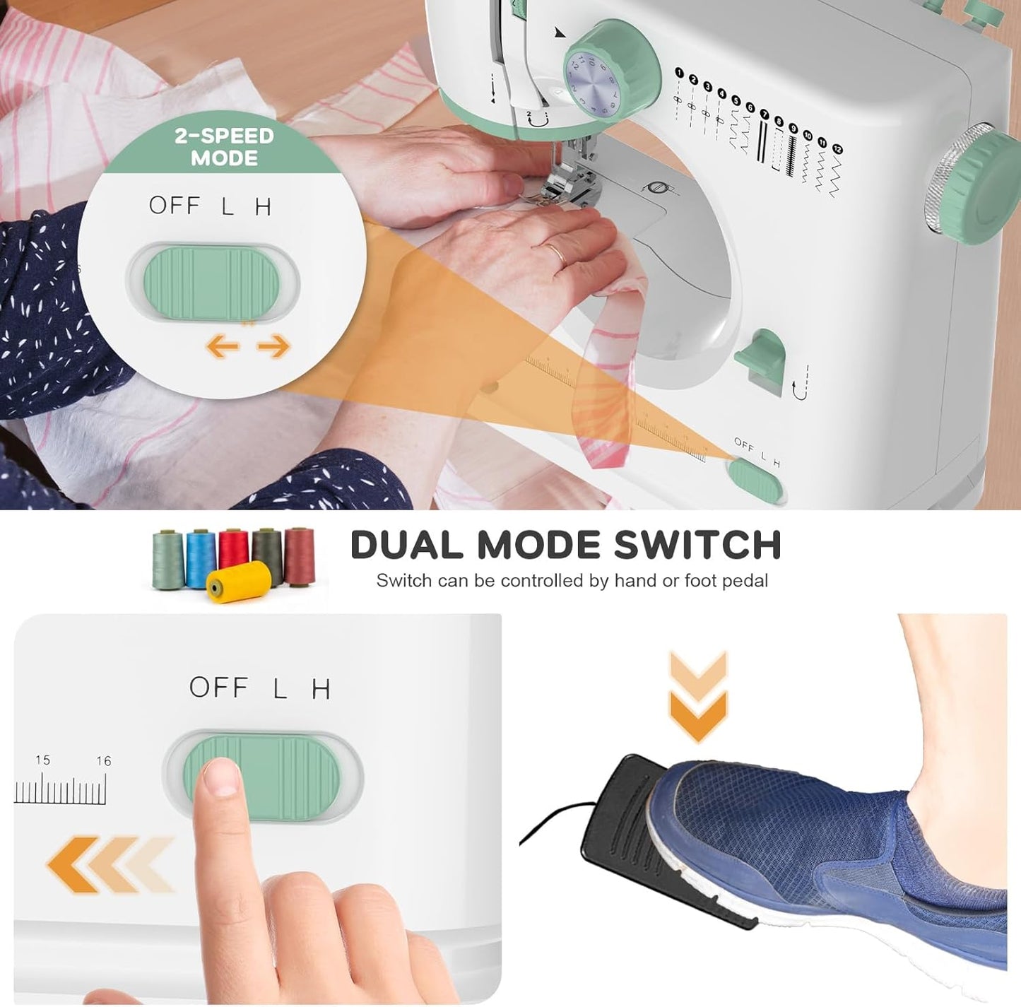 Portable 12-stitch sewing machine with extension table – StitchPro