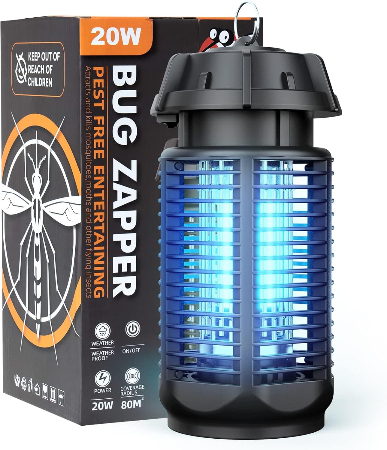 Electric insect killer with 20 W UV light and 4200 V grid, IPX4 waterproof – Zeytra