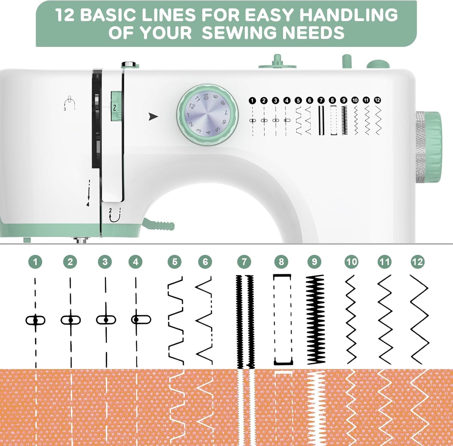 Portable 12-stitch sewing machine with extension table – StitchPro