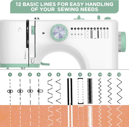 Portable 12-stitch sewing machine with extension table – StitchPro