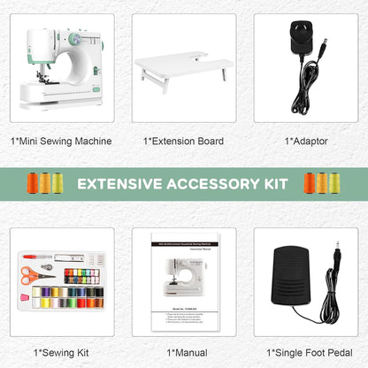 Portable 12-stitch sewing machine with extension table – StitchPro