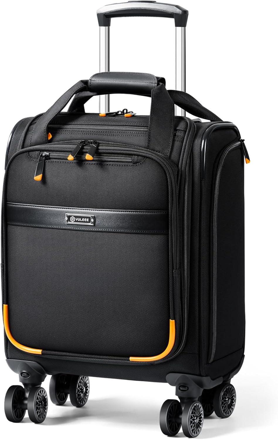 Airline-approved under-seat hand luggage with spinner wheels and a laptop compartment
