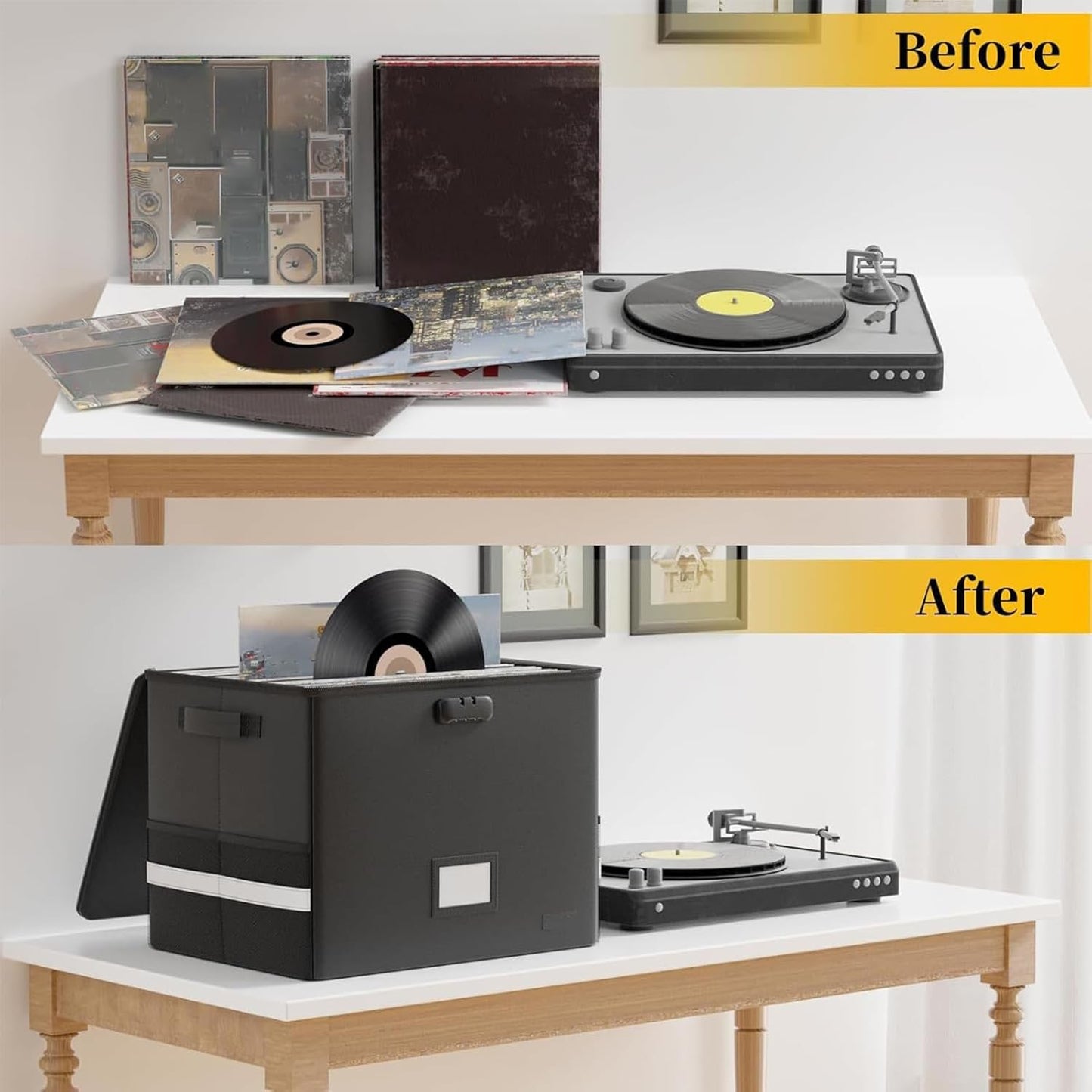 Fireproof storage case for vinyl records – waterproof organiser for 150+ 12-inch records – Arcion