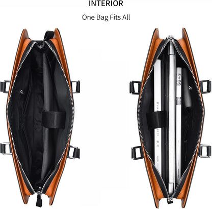 Genuine leather multi-compartment business laptop bag for professionals