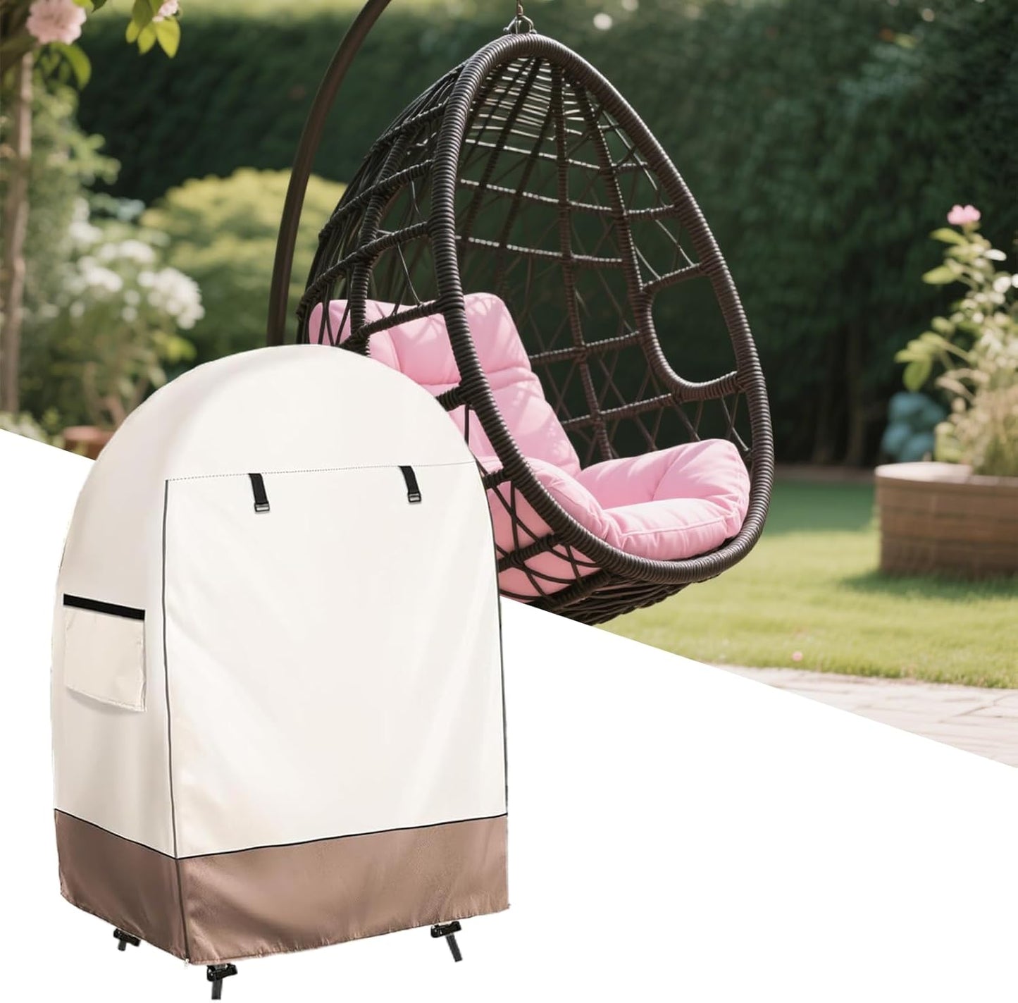 Waterproof egg chair cover with double zip – Solara