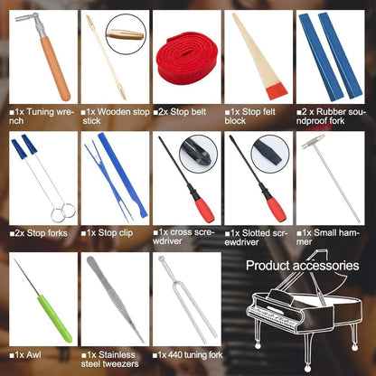 Professional 16-piece piano tuning kit with storage pouch – Arvena