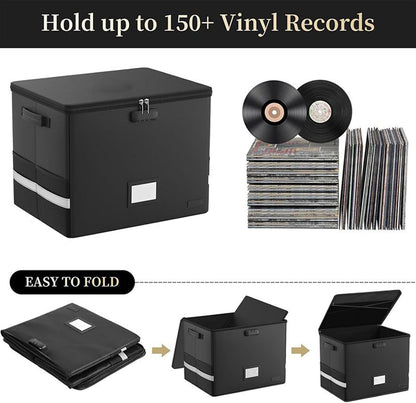 Fireproof storage case for vinyl records – waterproof organiser for 150+ 12-inch records – Arcion
