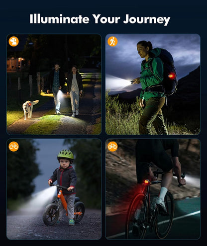 Rechargeable bike light set with 3+6 modes and side lighting – RoadBeam