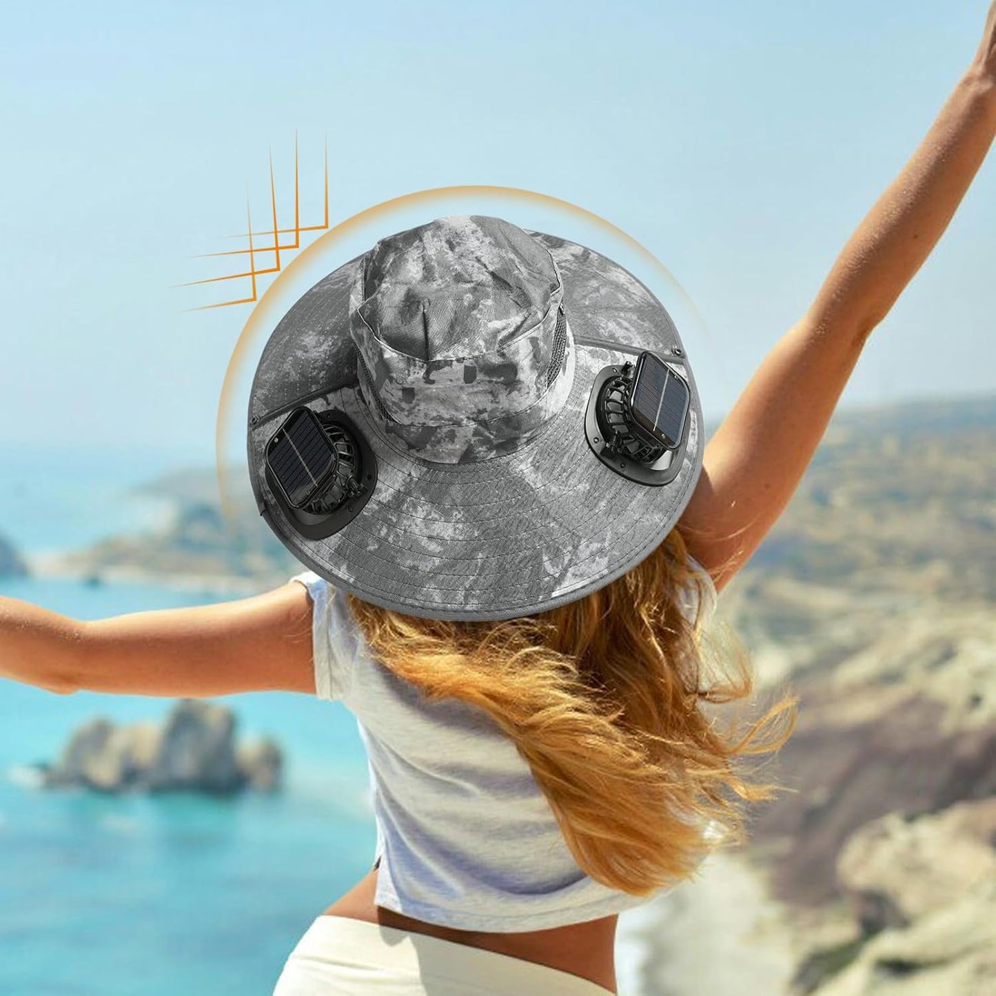 Solar-powered fan cooling hat with UV protection – Solvoro
