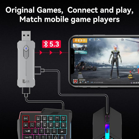 RGB gaming keyboard and mouse combo – ergonomic controller adapter set – Zyvorn