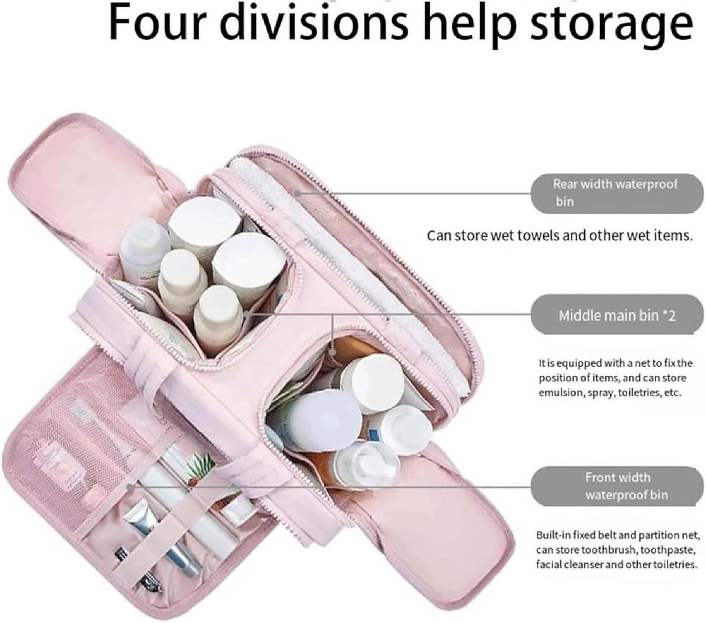 Travel cosmetic bag – Large waterproof toiletry and make-up organiser (4-in-1) – Selvane