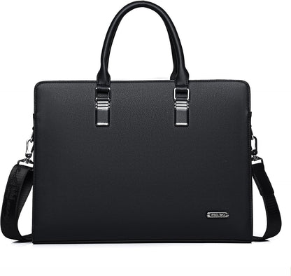 Genuine leather multi-compartment business laptop bag for professionals