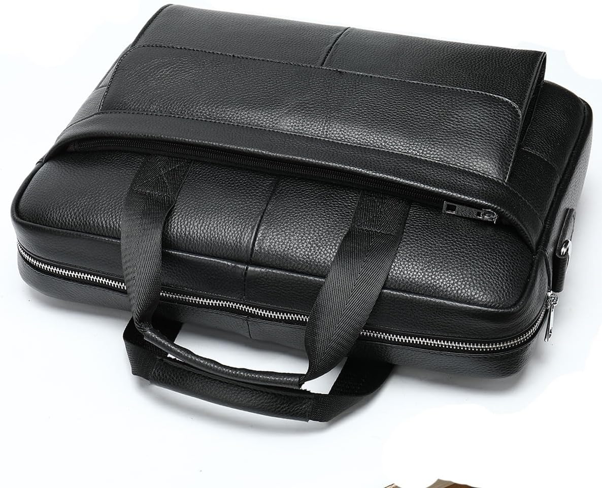 Premium 15" cowhide business briefcase with organiser compartments