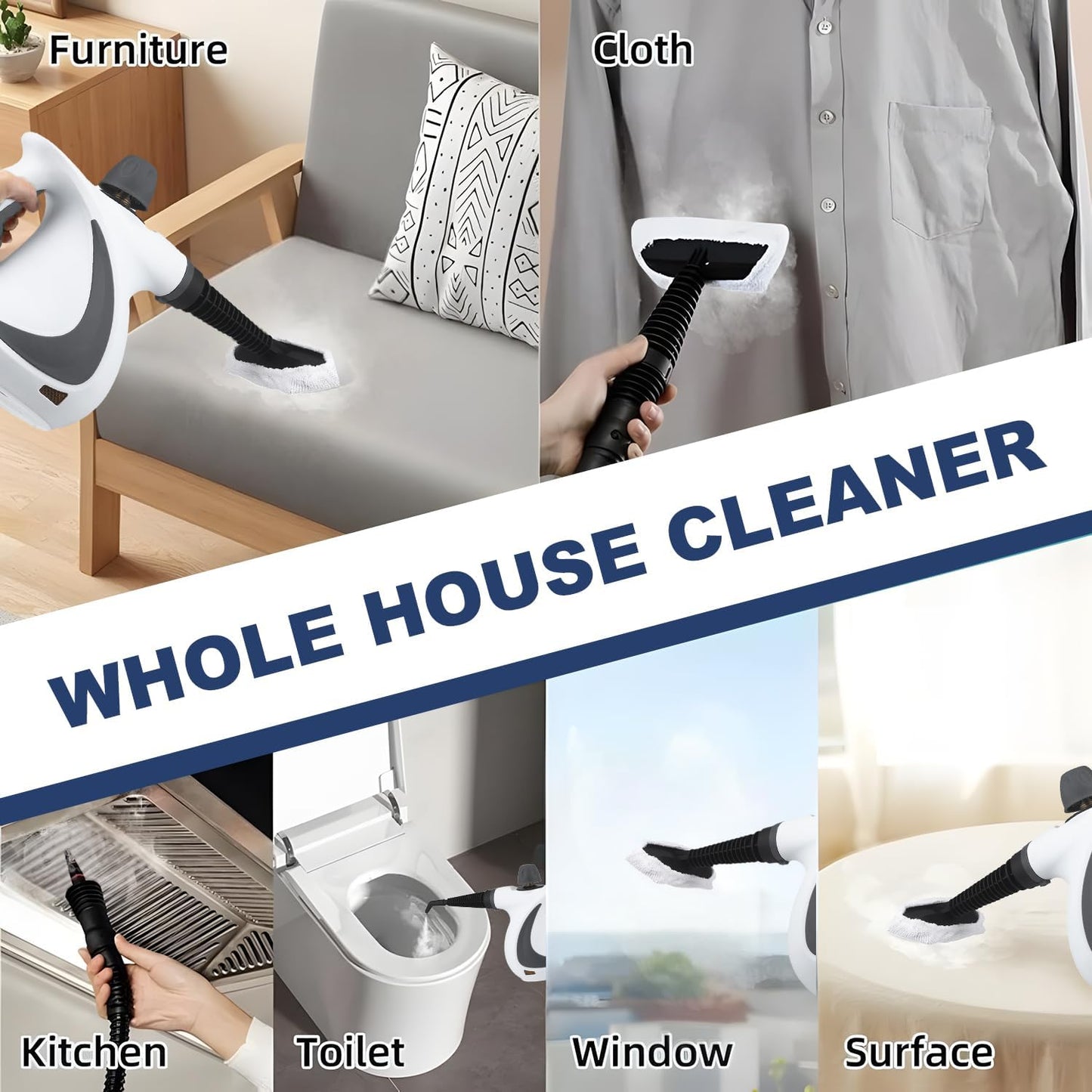 High-pressure handheld steam cleaner with 9-piece accessory set – Valtira