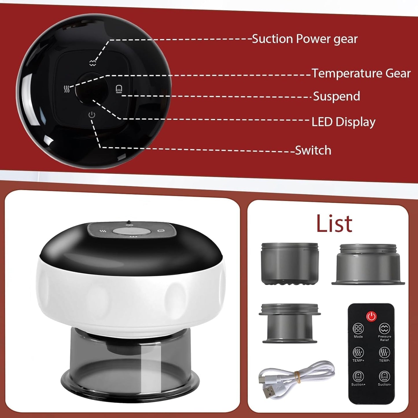 Smart infrared glass suction device with 12 therapy levels and remote control – Auryon