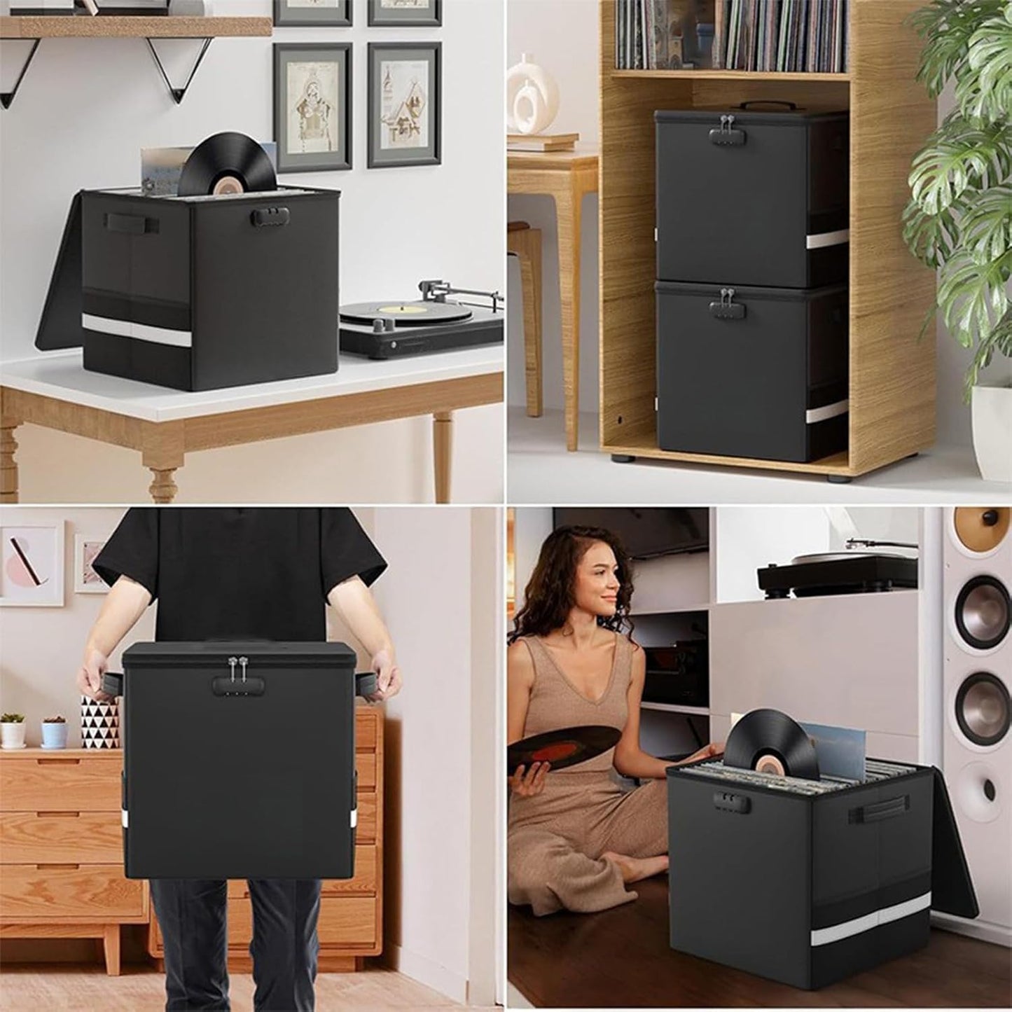 Fireproof storage case for vinyl records – waterproof organiser for 150+ 12-inch records – Arcion