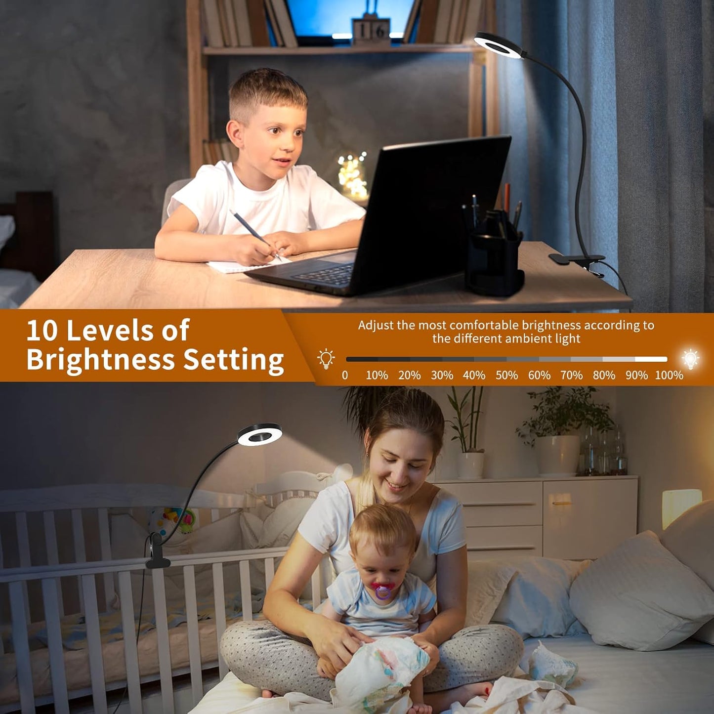 LED clip-on desk lamp with 3 colour modes and flexible gooseneck – Selvara (Buy 1 Get 1 Free)