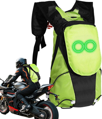 LED motorbike rucksack – illuminated safety bag for outdoor and night rides – Lumaro