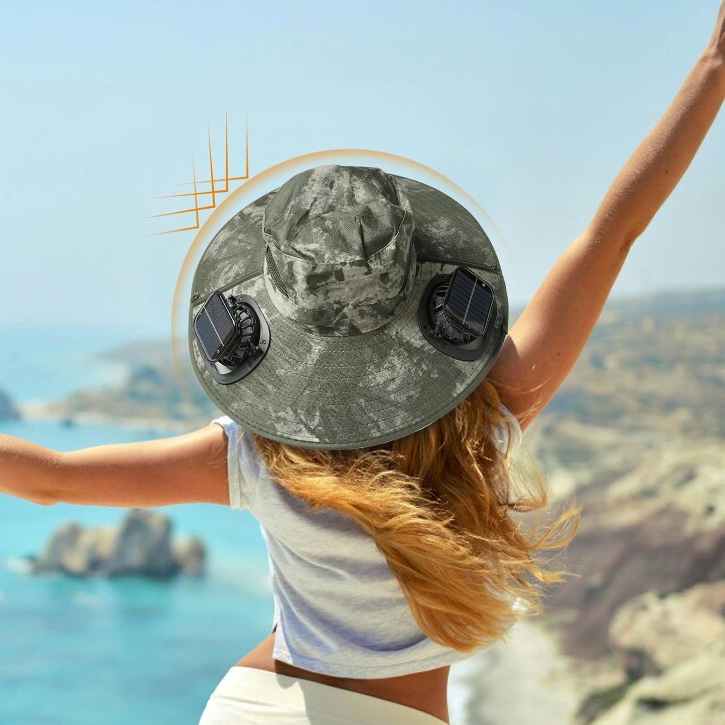 Solar-powered fan cooling hat with UV protection – Solvoro