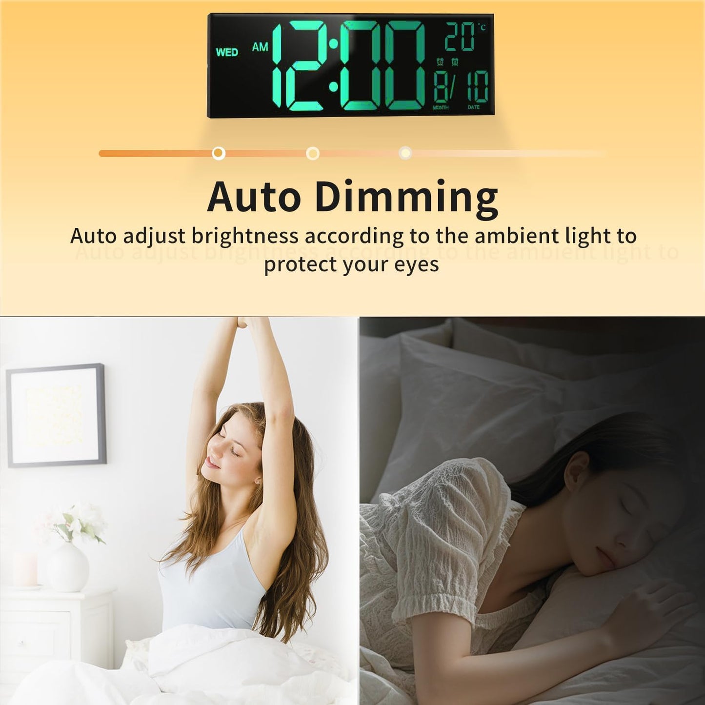 16-inch RGB digital wall and table alarm clock with remote control – Lumeris