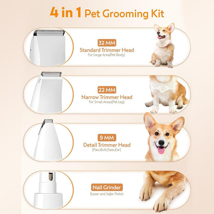 4-in-1 cordless pet grooming trimmer with nail grinder – Velporo