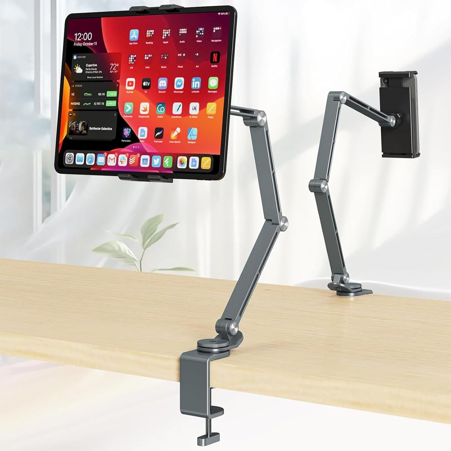 Adjustable aluminium tablet stand with 360° rotation – Movaro